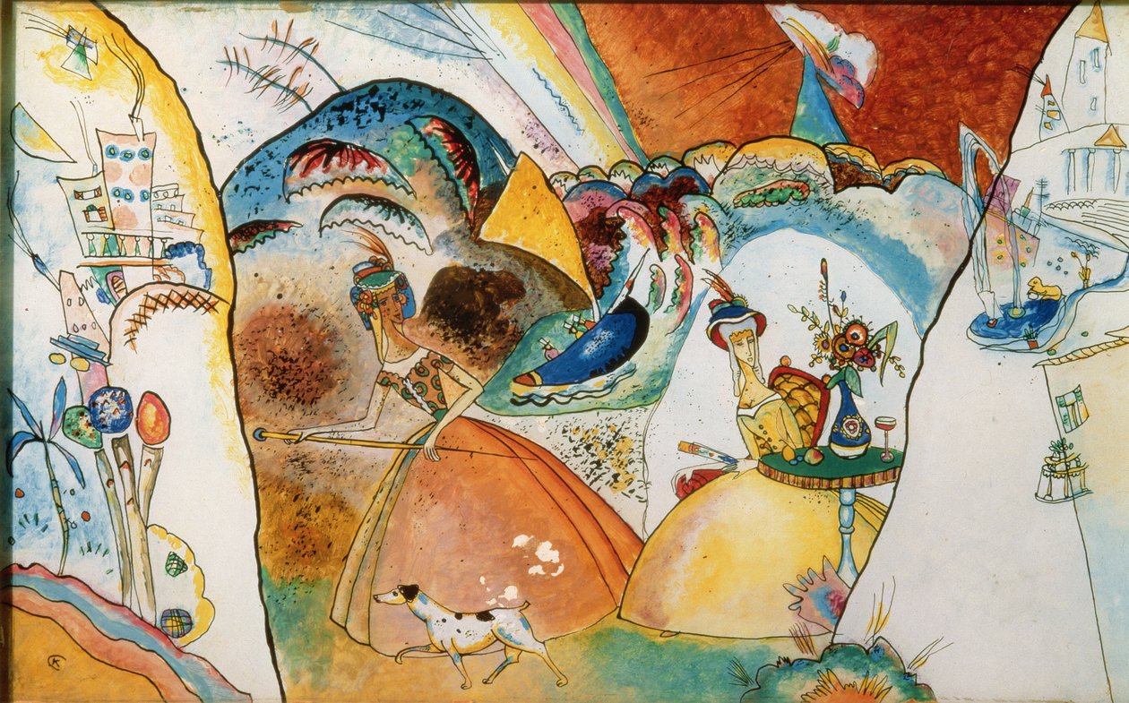 Panie w krajobrazie, 1918 autorstwa Wassily Kandinsky