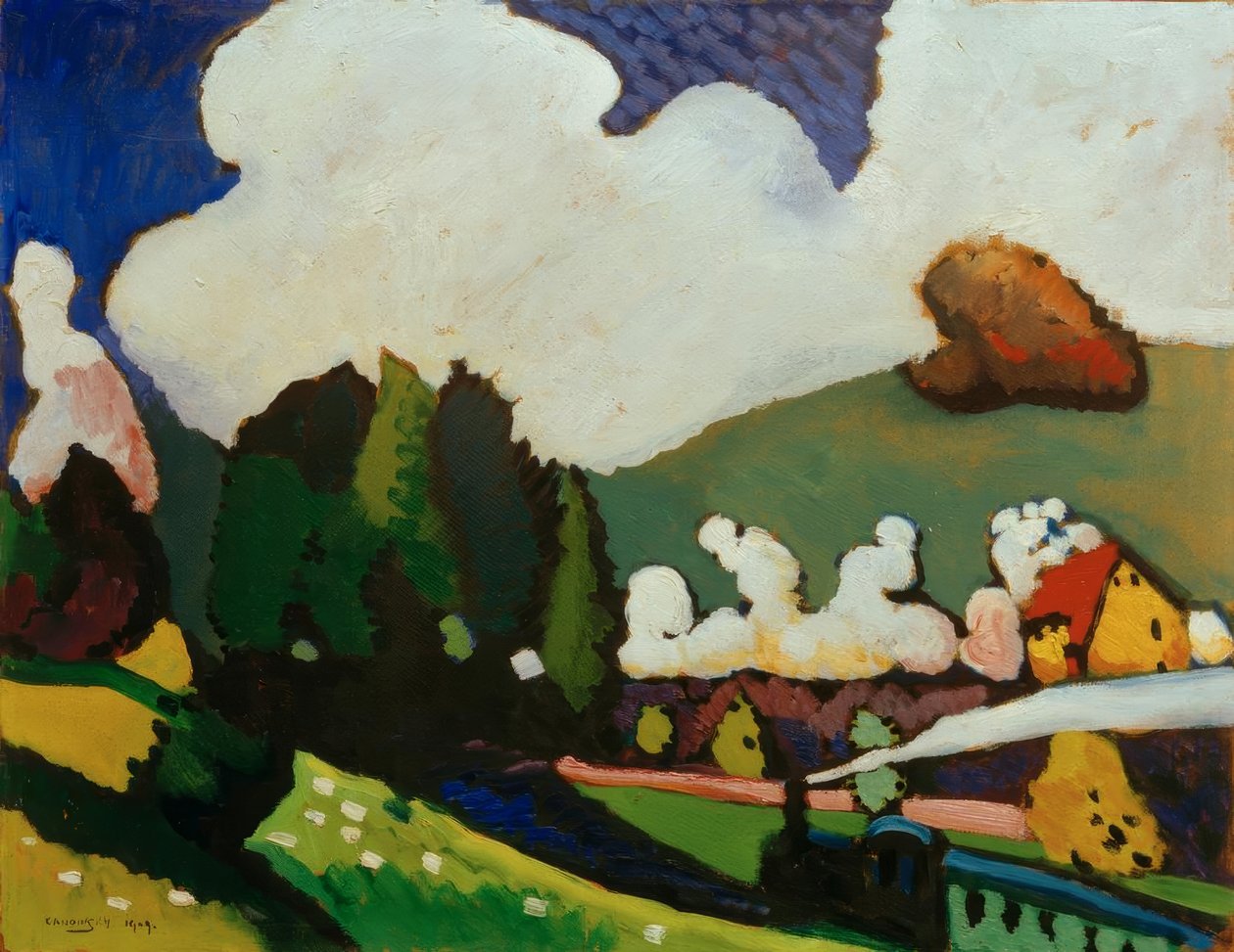 Krajobraz w pobliżu Murnau z lokomotywą autorstwa Wassily Kandinsky