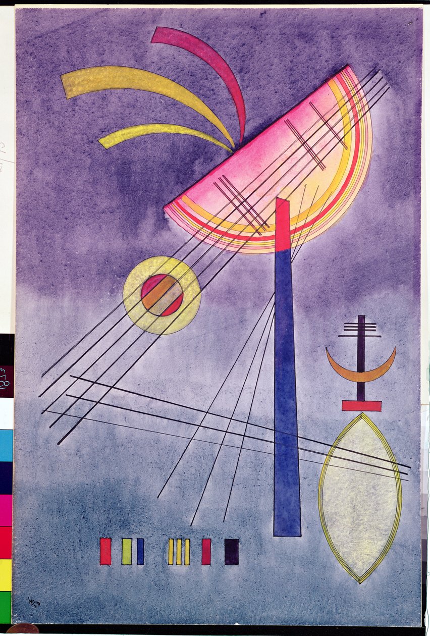 Pochylone półkole, 1928 (wc, długopis i atrament) autorstwa Wassily Kandinsky