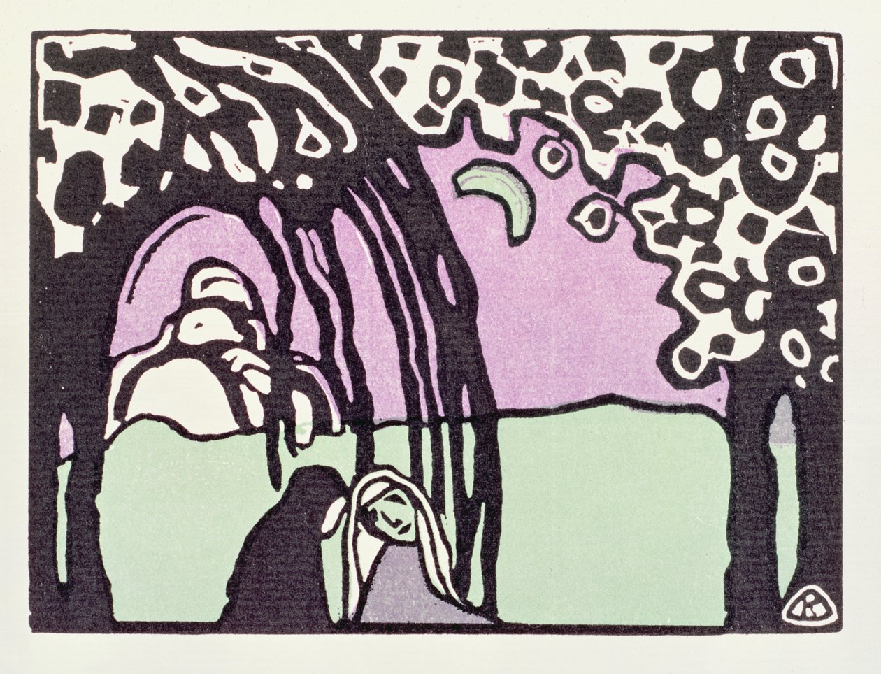 Wschód księżyca, z „Der Blaue Reiter”, 1911 (drzewryt) autorstwa Wassily Kandinsky