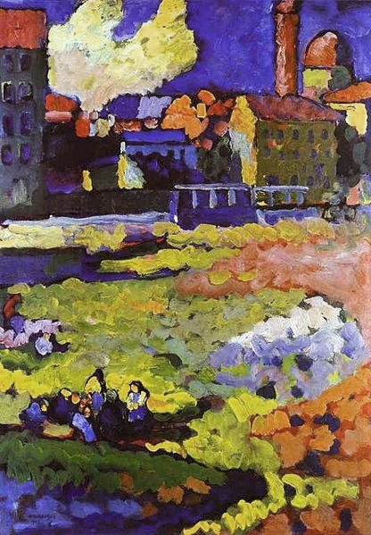 Monachium-Schwabing z kościołem św. Urszuli autorstwa Wassily Kandinsky