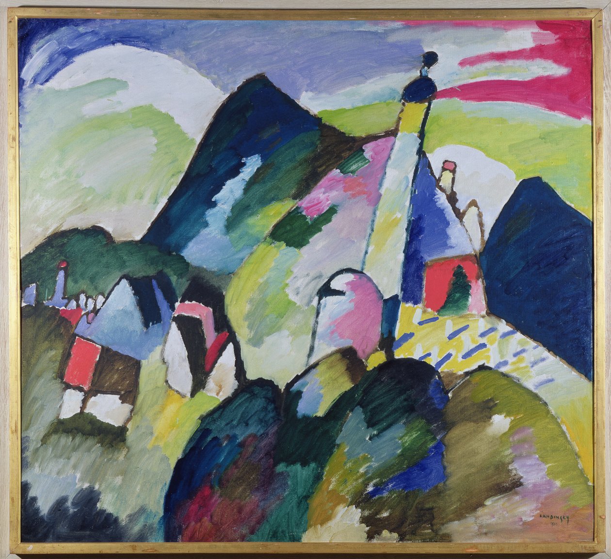 Murnau z kościołem II, 1910 autorstwa Wassily Kandinsky
