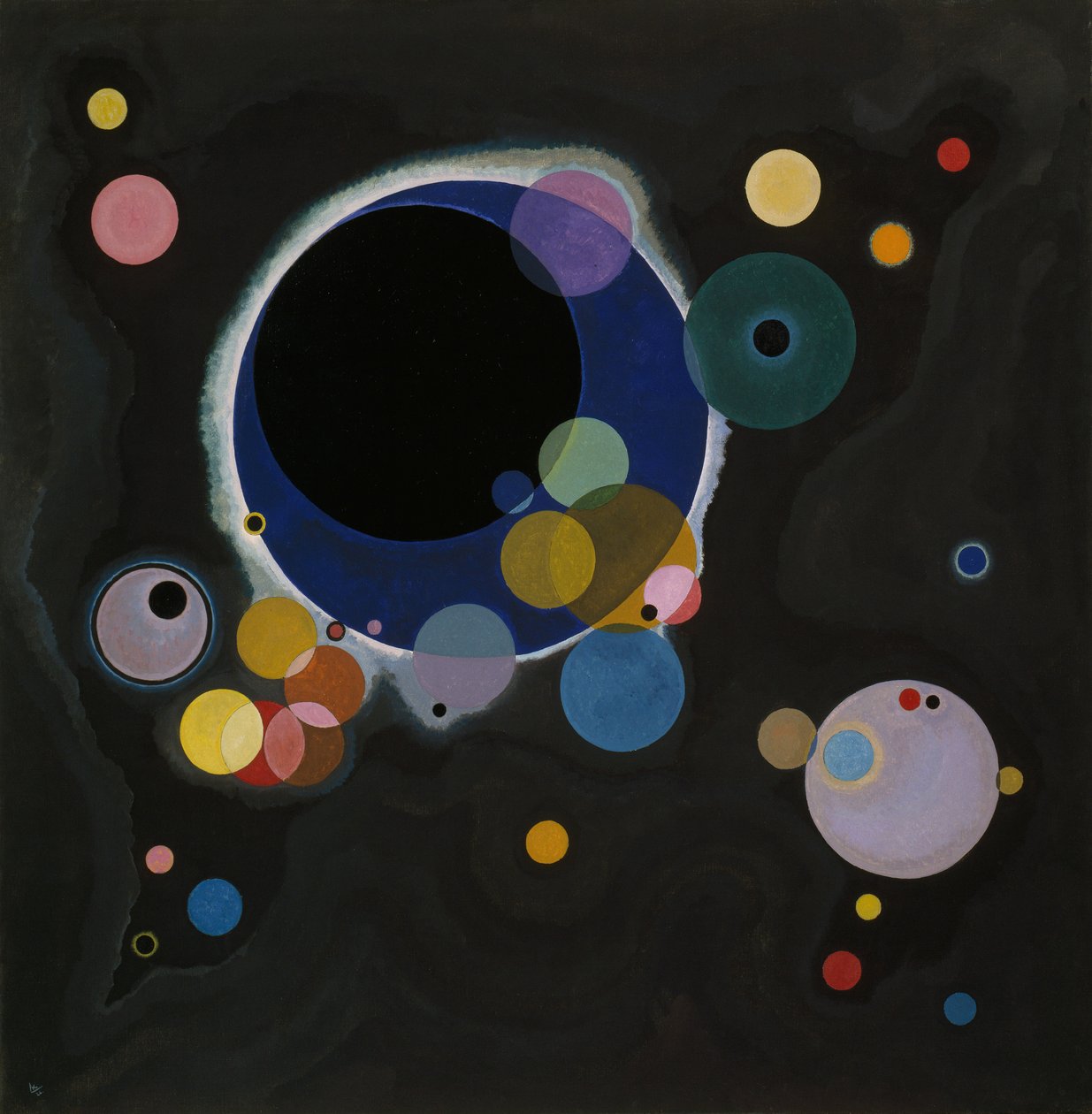 Szkic do kilku kół, 1926 (olej na papierze położony na płótnie) autorstwa Wassily Kandinsky
