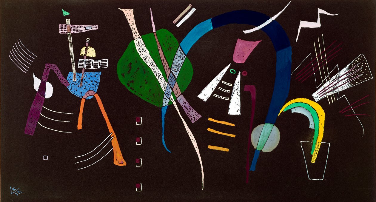 Niebieska kokardka Obraz Vassily Kandinsky (lub Wassily Kandinsky lub Kandinsky, 1866-1944) 1938 Kolekcja prywatna Mediolanu autorstwa Wassily Kandinsky