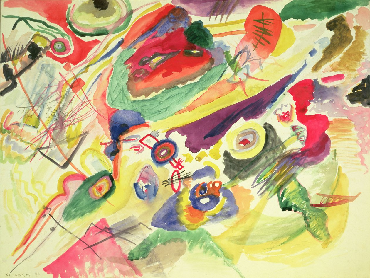 Akwarela z czerwoną plamą, 1911 autorstwa Wassily Kandinsky