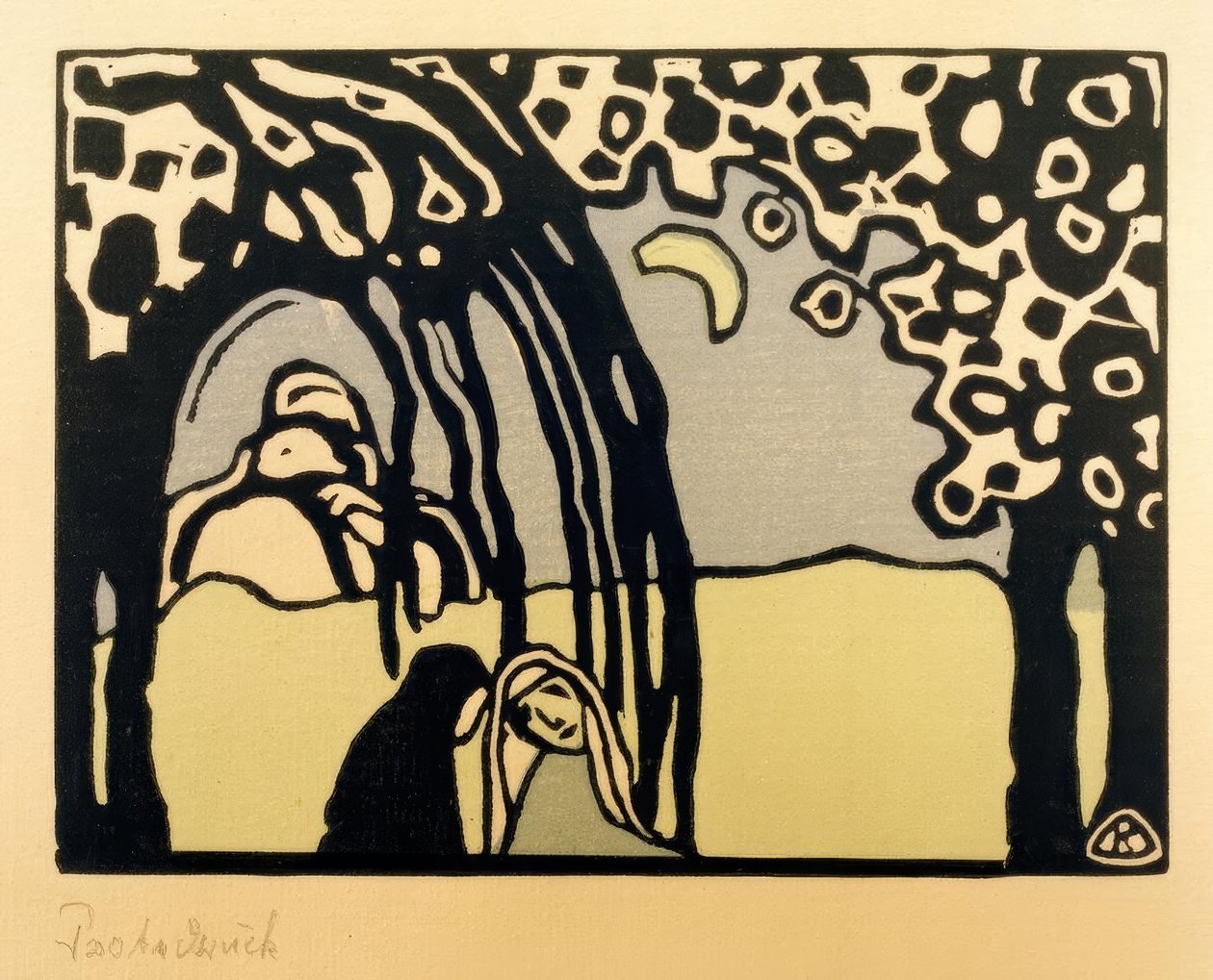 Dwie kobiety w księżycowym krajobrazie autorstwa Wassily Kandinsky
