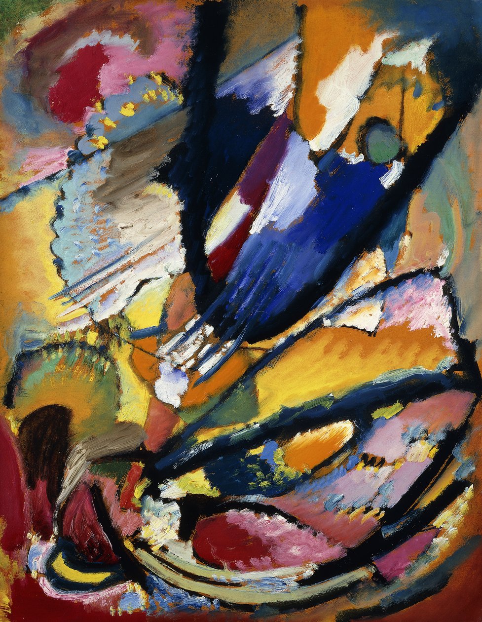 Anioł Sądu; Anioł Sądu Ostatecznego, ok. 1911 (olej na papierze ułożony na desce) autorstwa Wassily Kandinsky