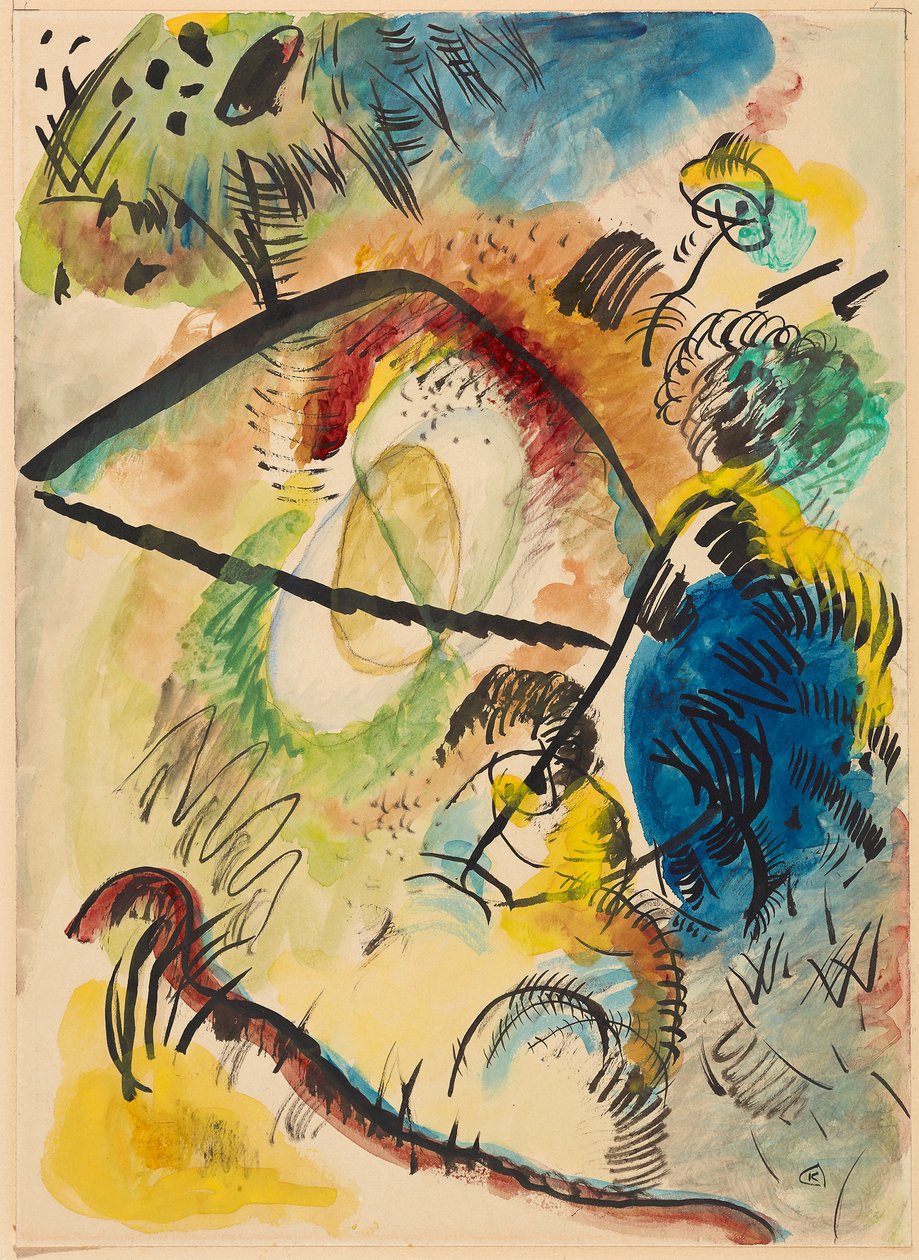 Akwarela IX (z czarnymi pociągnięciami) autorstwa Wassily Kandinsky