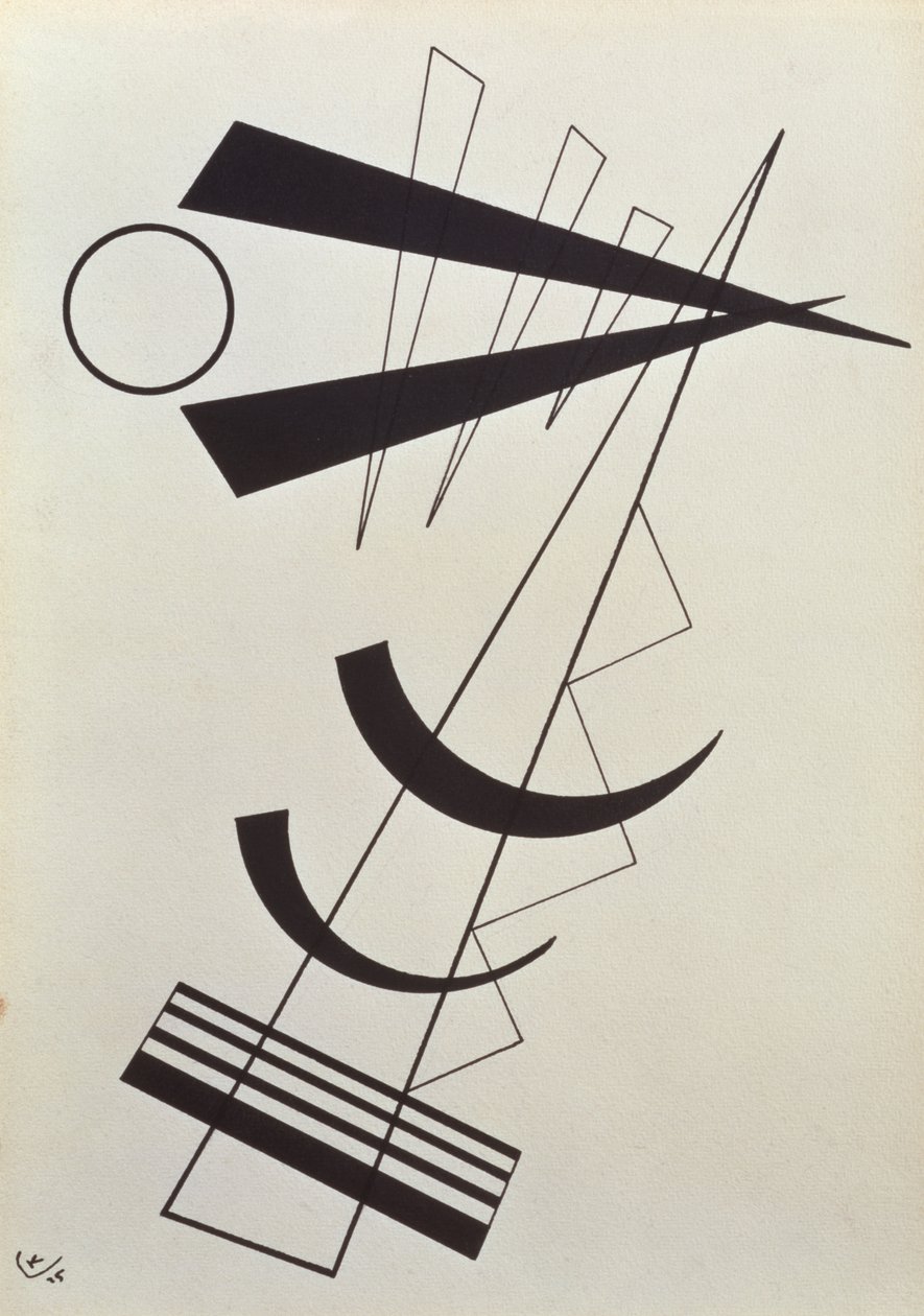 Podkreślone ciężary w czerni i bieli autorstwa Wassily Kandinsky