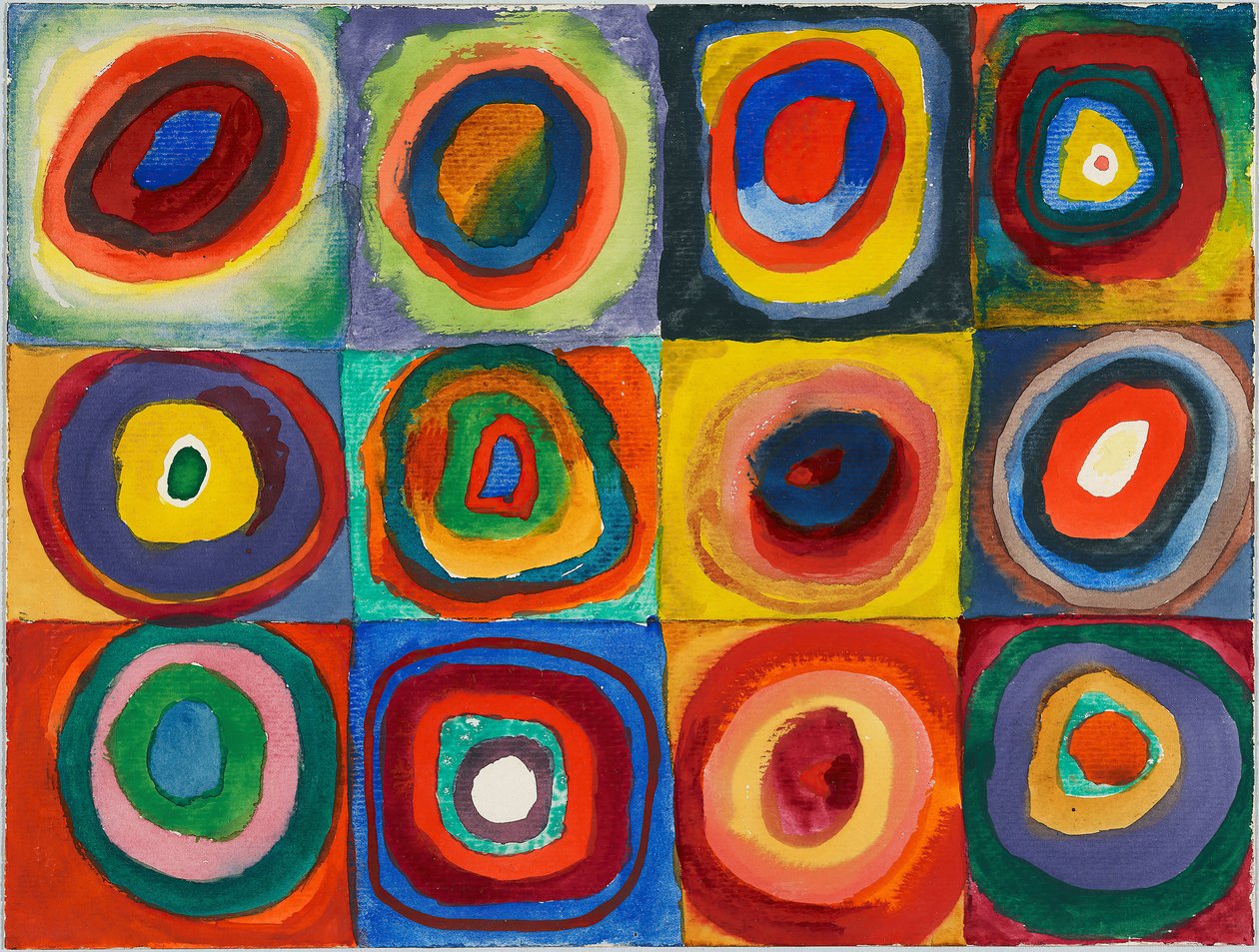 Badanie koloru. Kwadraty z koncentrycznymi okręgami, 1913. autorstwa Wassily Kandinsky