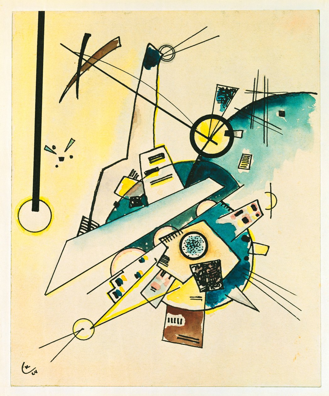 Skład (tusz i akwarela na papierze) autorstwa Wassily Kandinsky