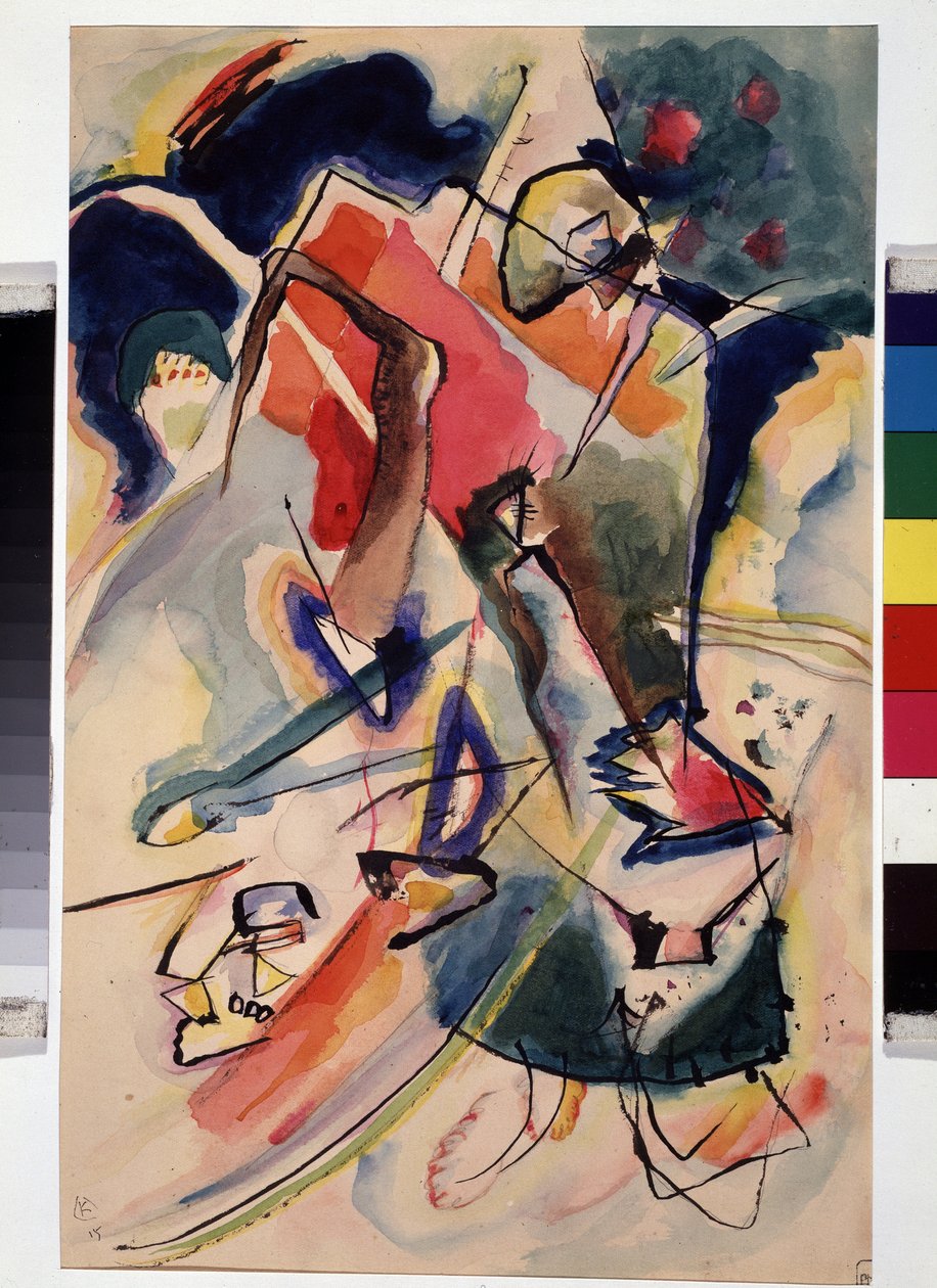 Kompozycja z postacią kobiecą (Kompozycja z postacią kobiecą). Praca Wassily Kandinsky (lub Wassily Kandinski lub Kandinskij autorstwa Wassily Kandinsky