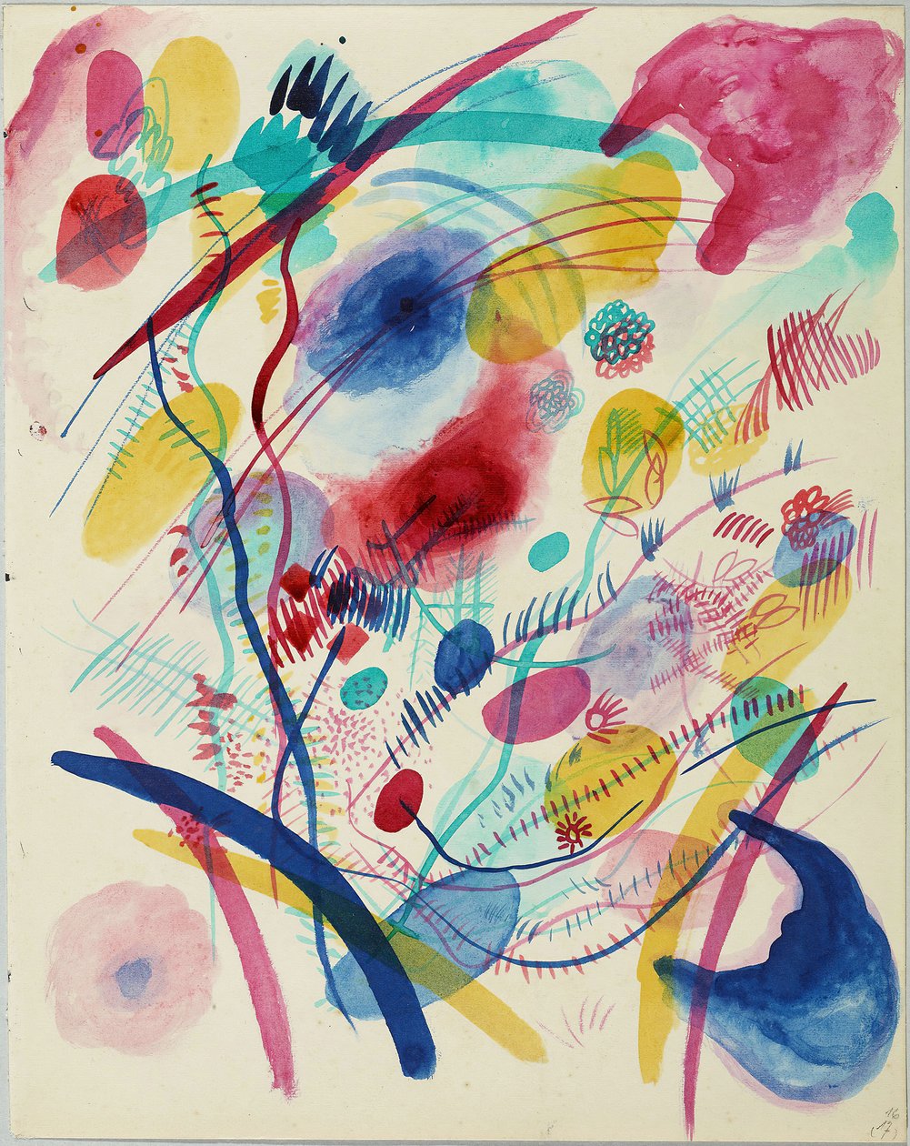 Kompozycja w kolorach czerwonym, niebieskim, zielonym i żółtym, 1913. autorstwa Wassily Kandinsky