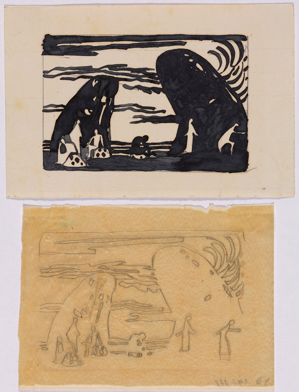 Entwurf und Pause zu dem Holzschnitt Klänge, S. 65 autorstwa Wassily Kandinsky
