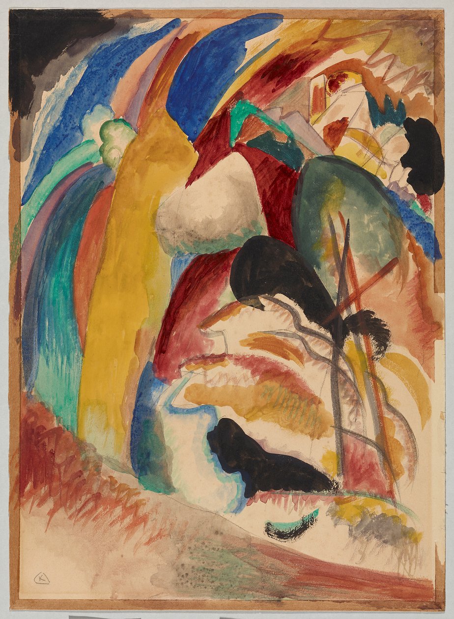 Szkic do obrazu „Obraz z białą formą” autorstwa Wassily Kandinsky