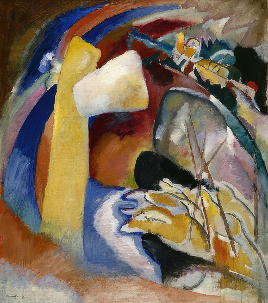 Szkic do obrazu z białym kształtem. 1913 autorstwa Wassily Kandinsky