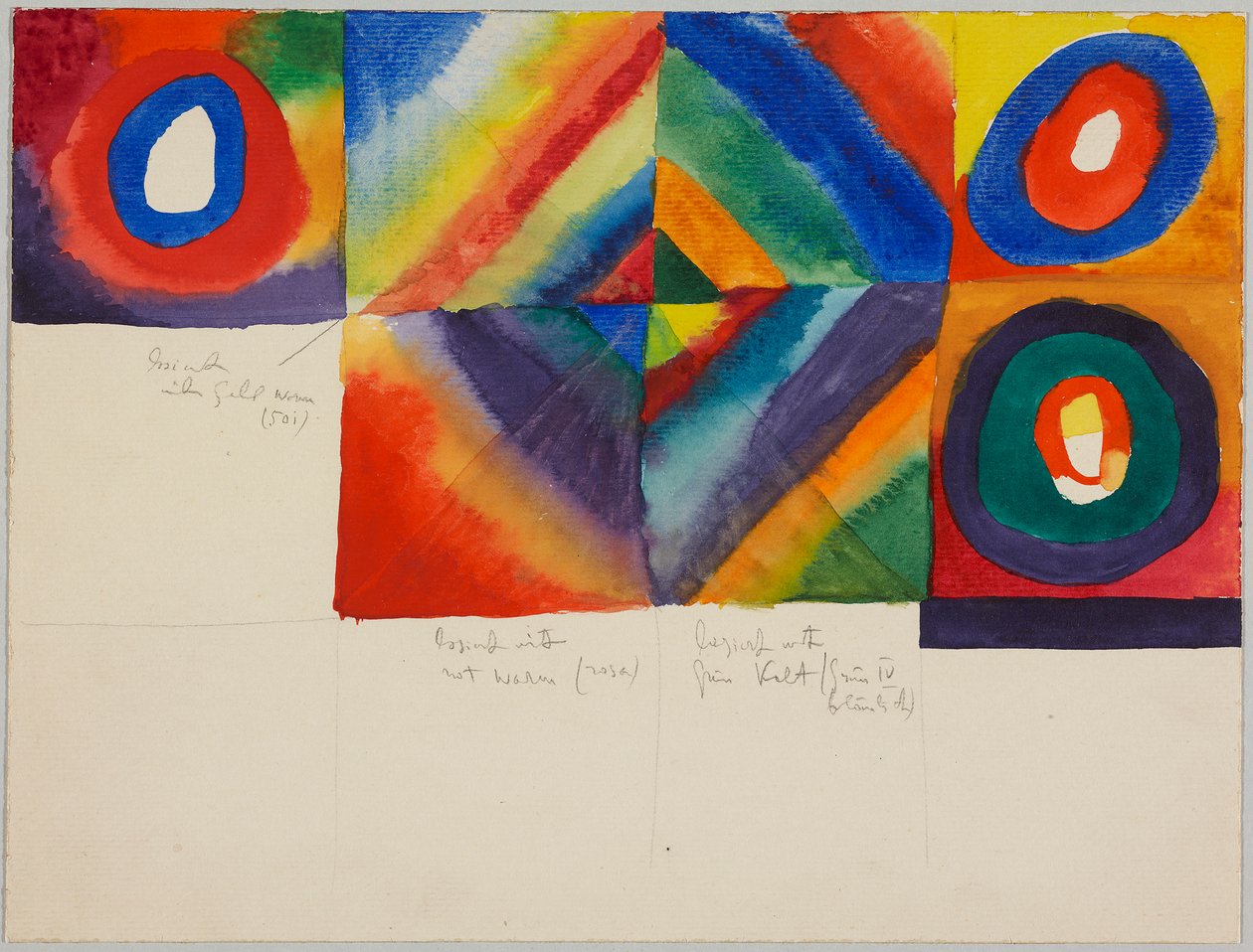 Studia barwne z informacjami o technice malarskiej autorstwa Wassily Kandinsky