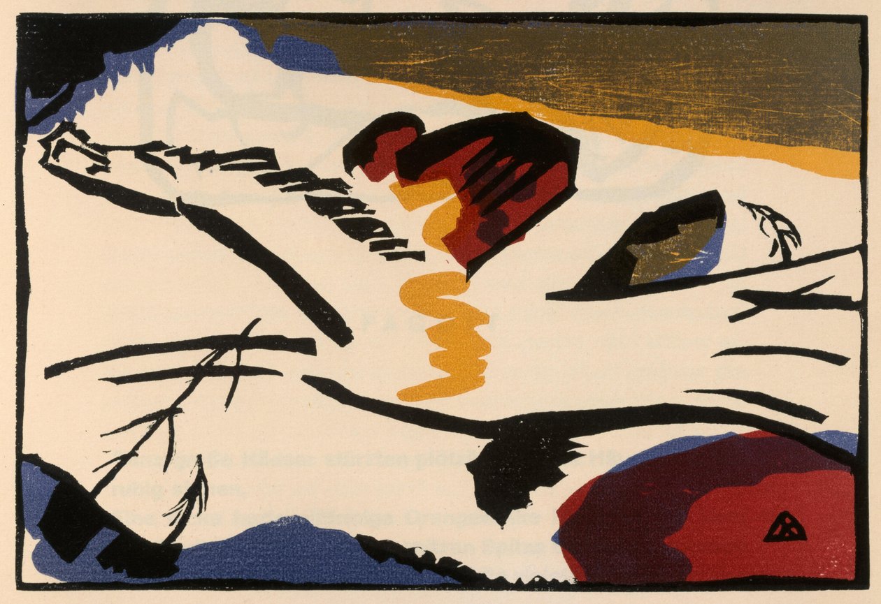 Holzschnitt zu dem Gemälde "Lyrisches" (Blatt 9 aus: "Klänge") autorstwa Wassily Kandinsky
