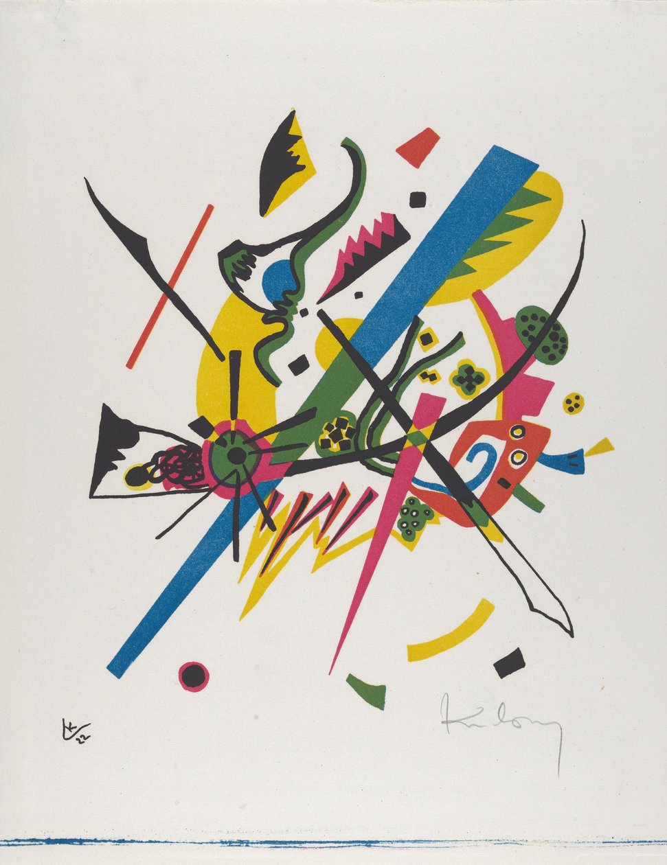 Kleine Welten I (Small Worlds I), 1922 (litografia wydrukowana na niebiesko, czerwono, żółto i czarno) autorstwa Wassily Kandinsky