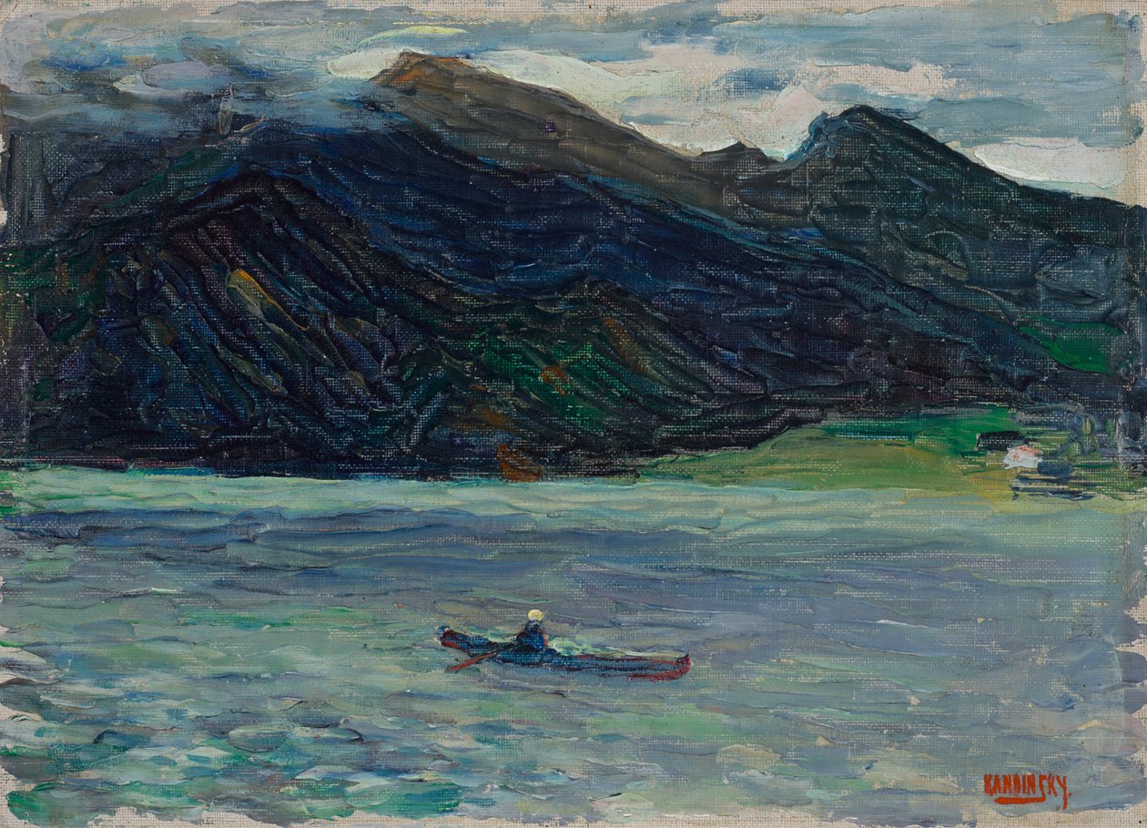 Kochel – jezioro z łodzią autorstwa Wassily Kandinsky