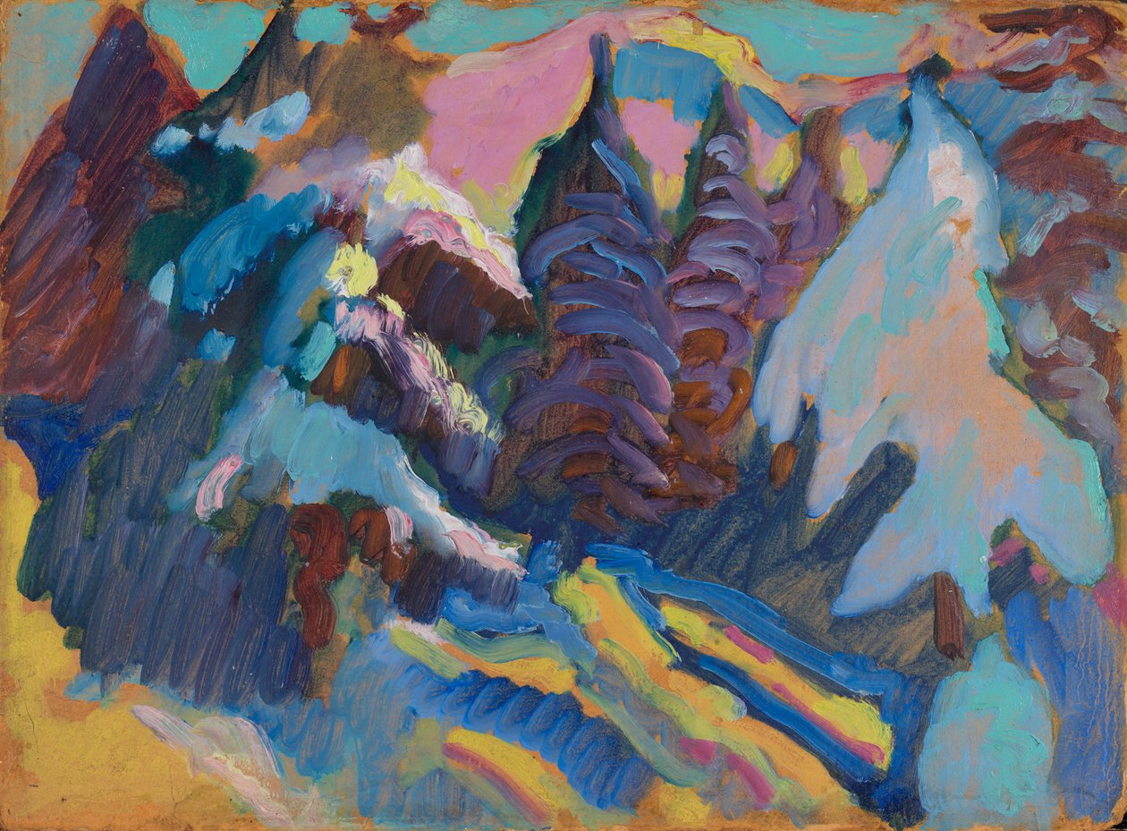 Kochel - Ośnieżone drzewa autorstwa Wassily Kandinsky