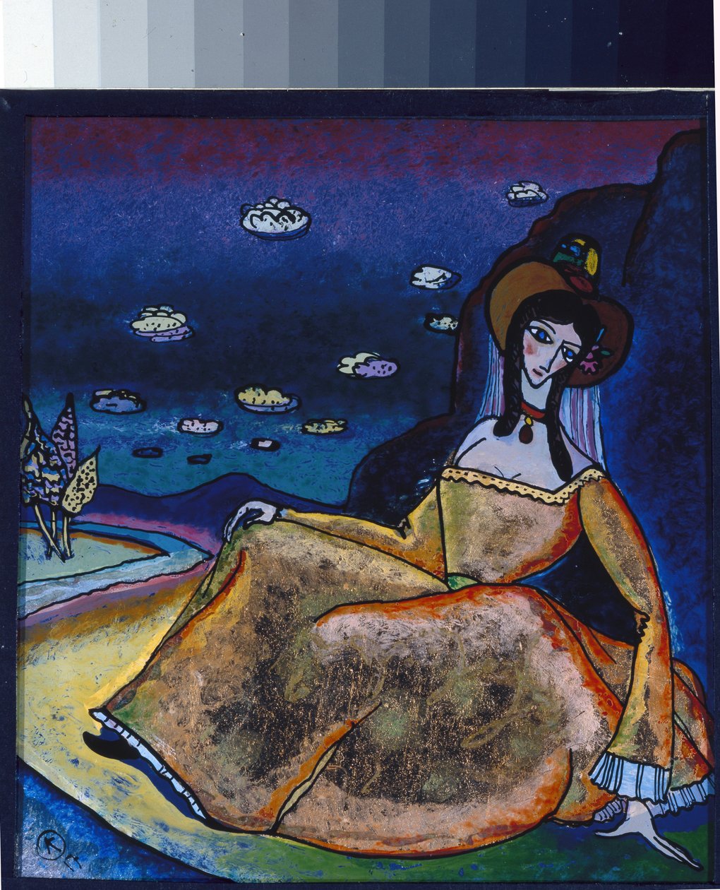 "Dama w swojej złotej sukience" Obraz Wasilija Kandinskiego (lub Wassily Kandinski lub Kandinskij autorstwa Wassily Kandinsky
