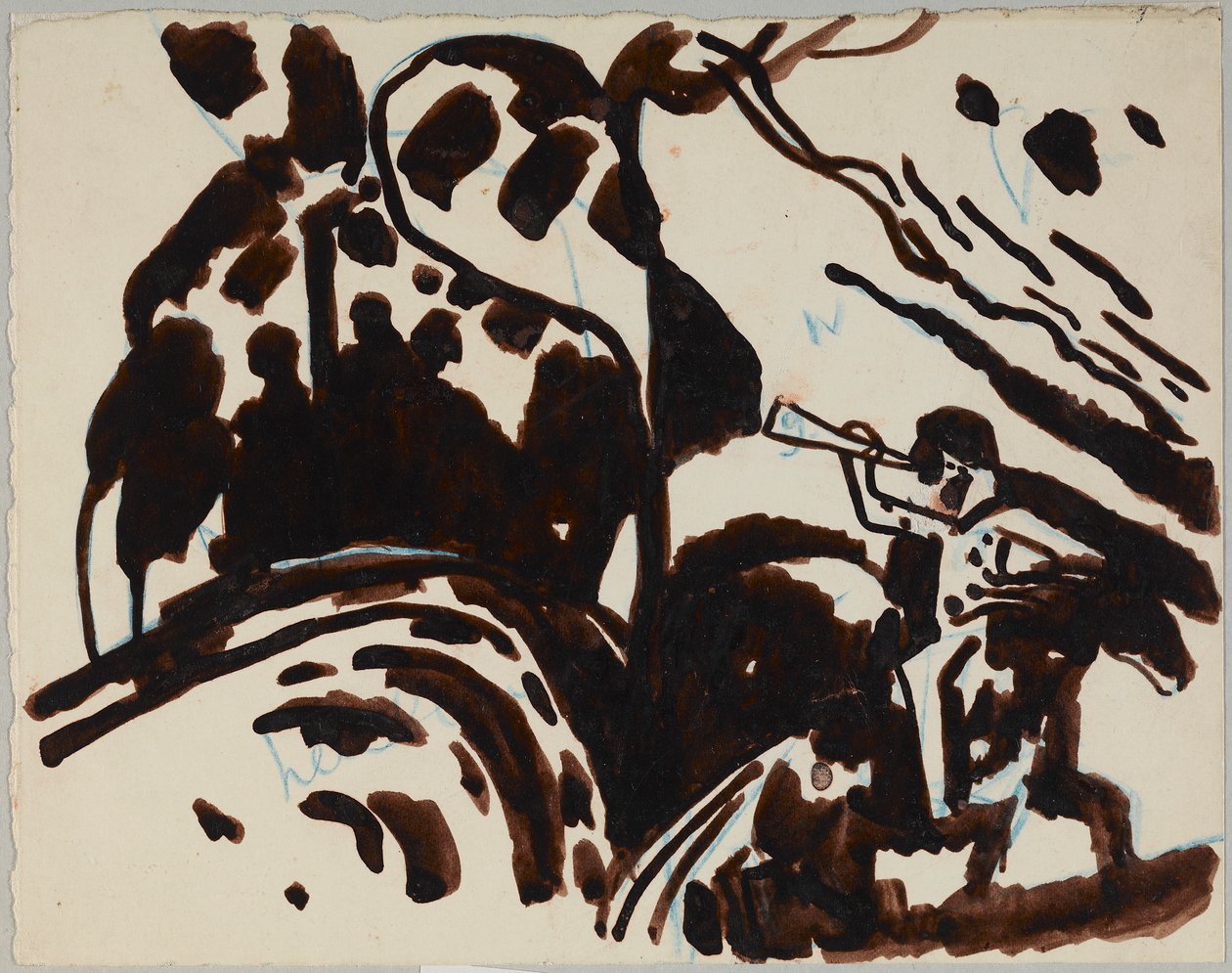 Krajobraz z jeźdźcem na trąbce autorstwa Wassily Kandinsky