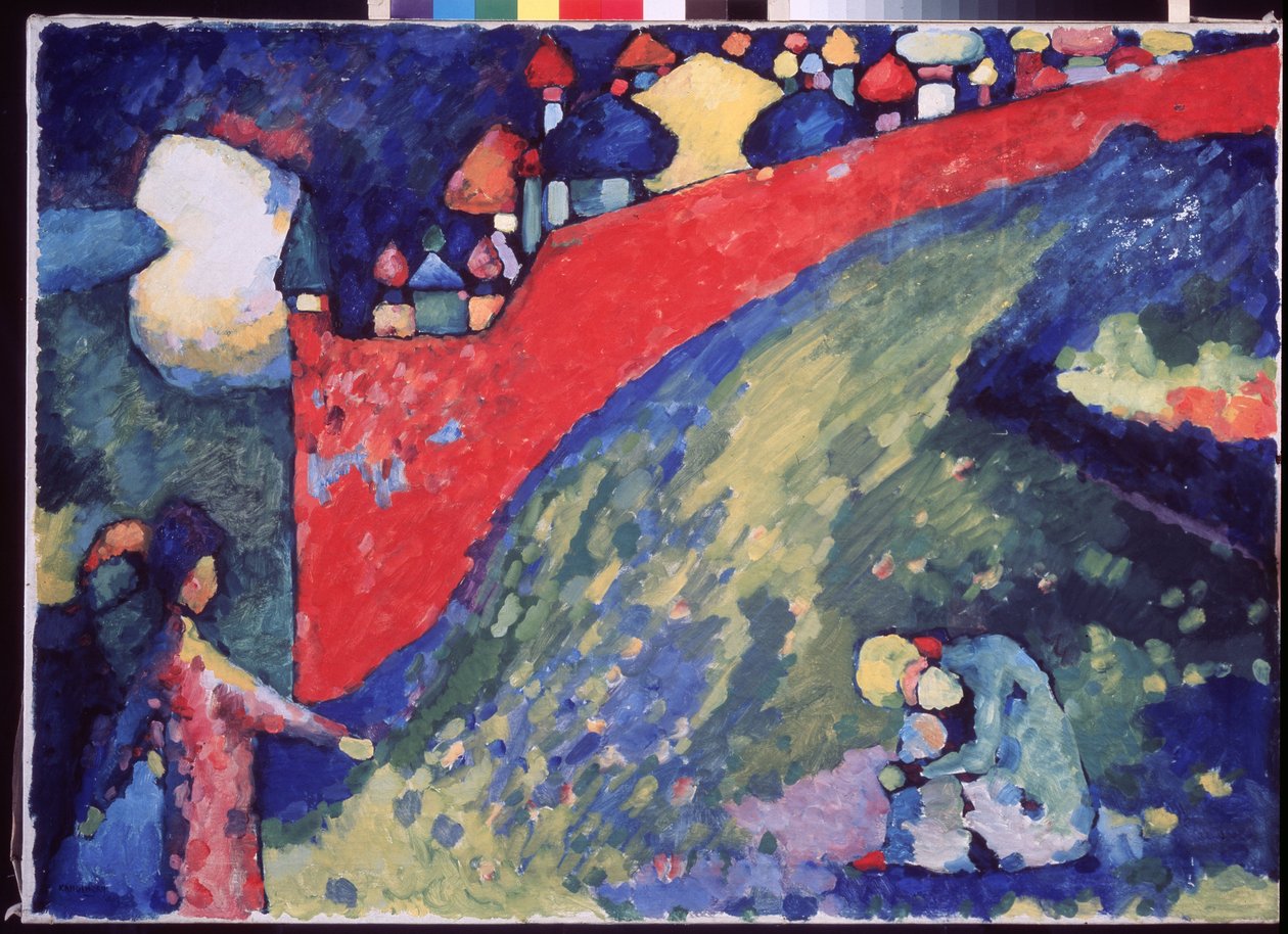 ""Le sort. Un mur rouge"" (Los. Czerwona ściana) Peinture de Vassily Kandinsky (ou Wassily Kandinski ou Kandinskij autorstwa Wassily Kandinsky