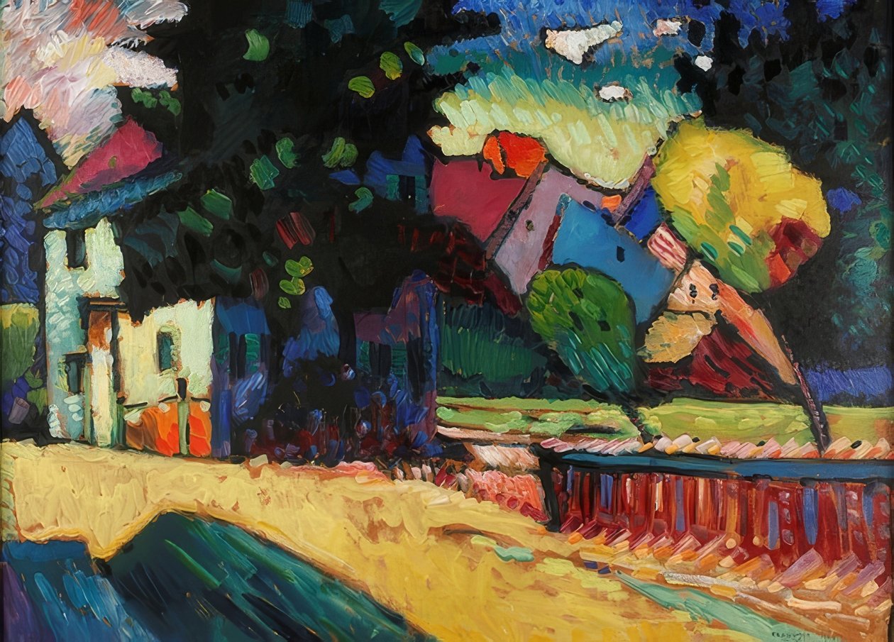 Murnau - krajobraz z zielonym domem. 1909 autorstwa Wassily Kandinsky