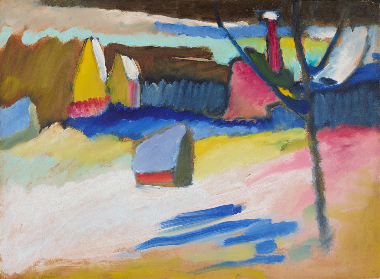 Murnau - Krajobraz z nagim drzewem autorstwa Wassily Kandinsky