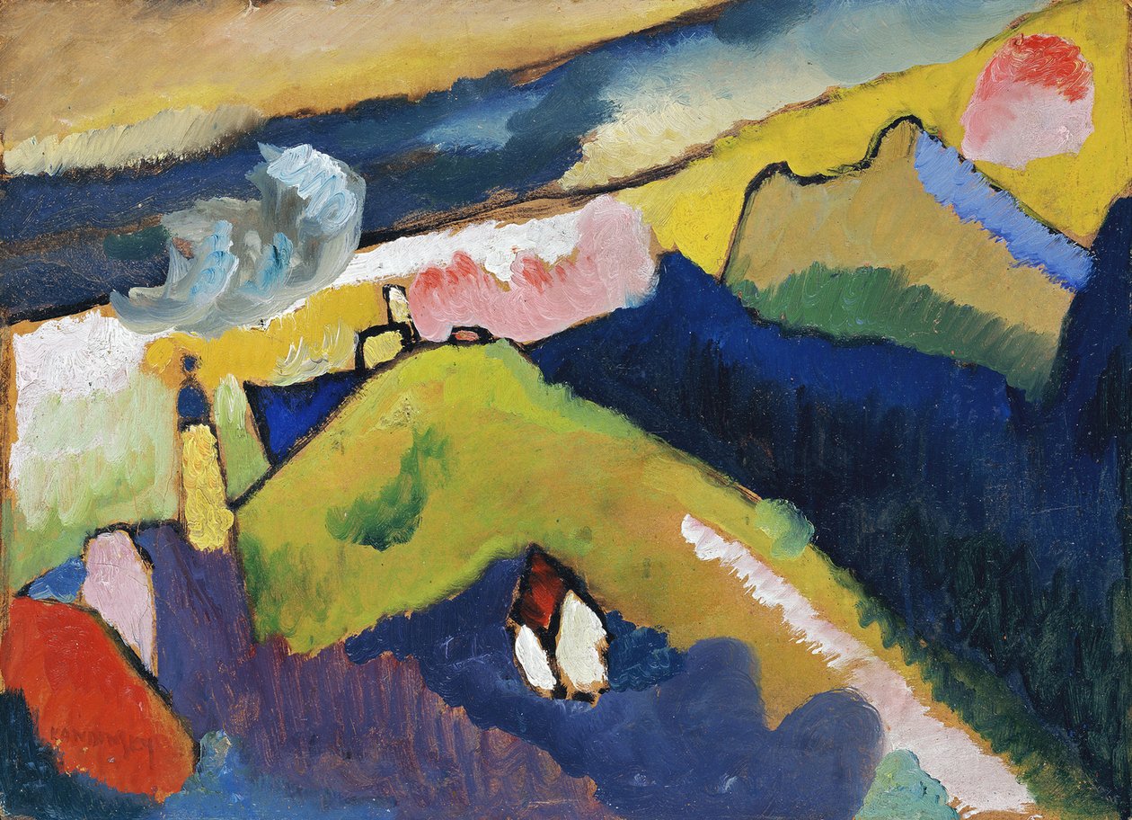 „Murnau, górski krajobraz z kościołem” Obraz Wassily Kandinsky (lub Wassily Kandinski lub Kandinskij autorstwa Wassily Kandinsky