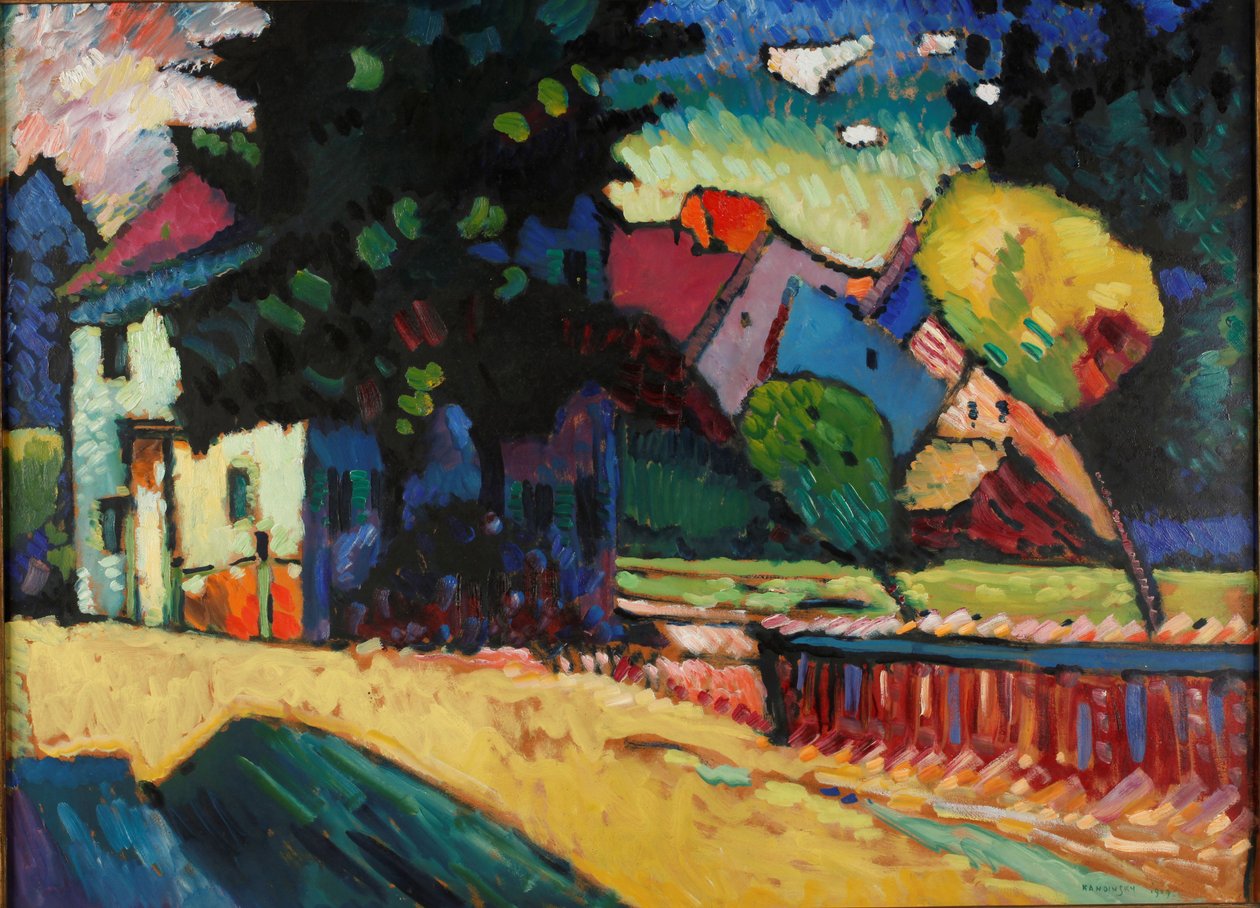 "Pejzaż w zielonym domu" Obraz Vassily Kandinsky (lub Wassily Kandinski lub Kandinskij autorstwa Wassily Kandinsky