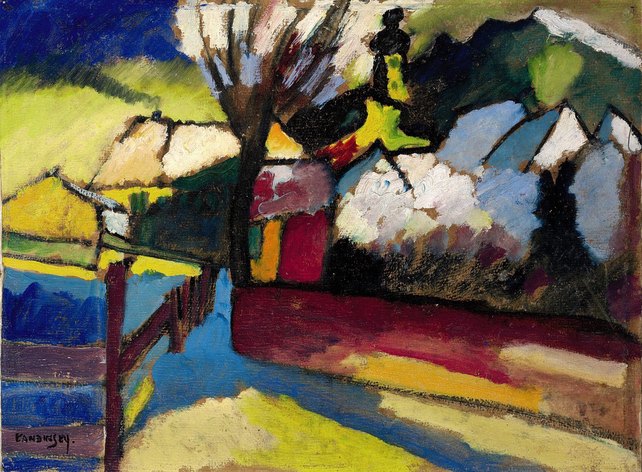 „Jesienny krajobraz z drzewem” Obraz Wassily Kandinsky (lub Wassily Kandinski lub Kandinskij autorstwa Wassily Kandinsky