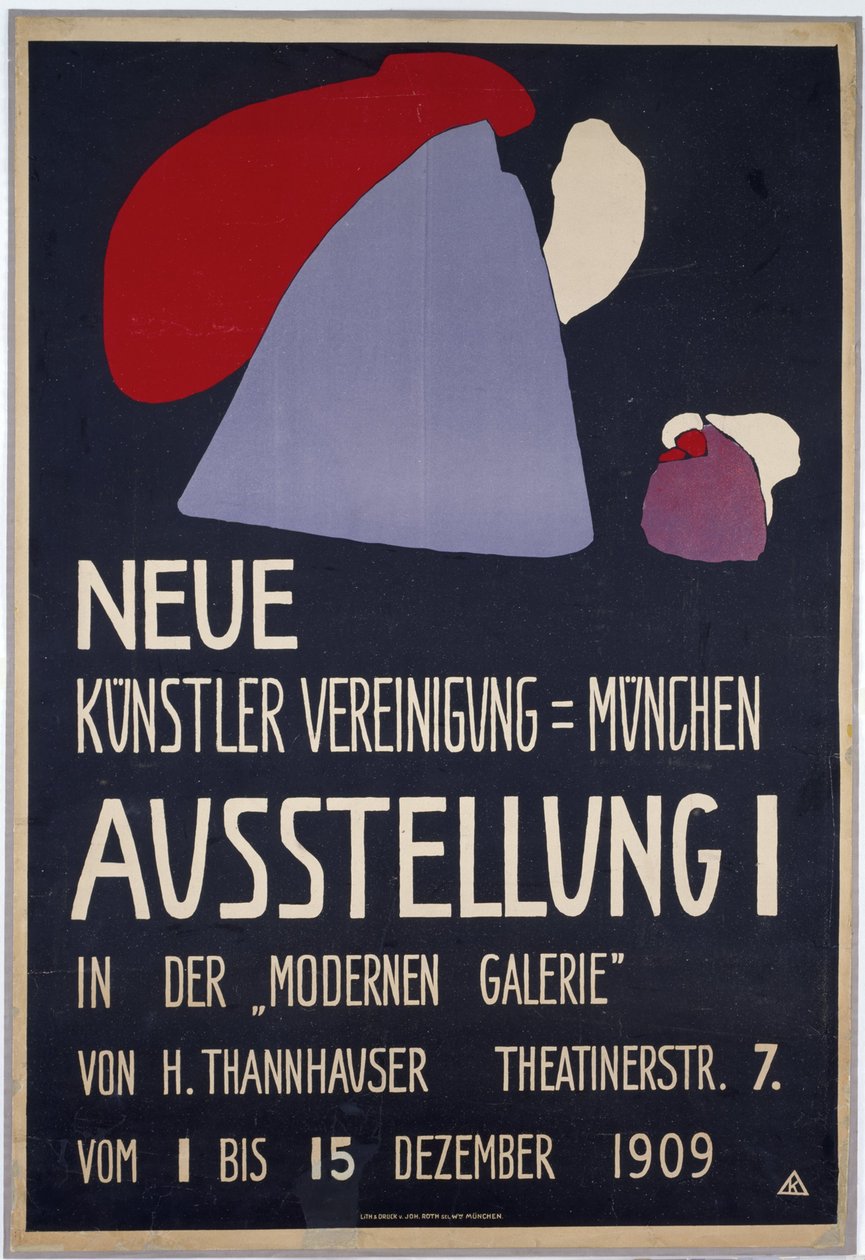 Plakat do pierwszej wystawy Neue Künstlervereinigung Munich autorstwa Wassily Kandinsky