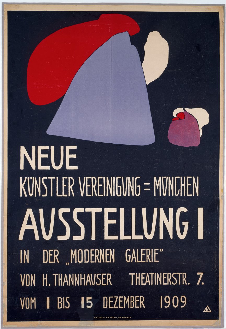 Plakat für die erste Ausstellung der Neuen Künstlervereinigung München autorstwa Wassily Kandinsky