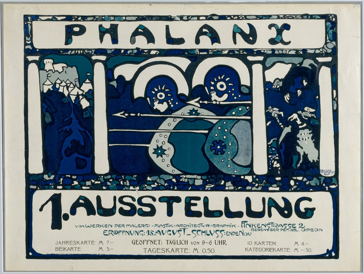 Plakat na pierwszą wystawę Falangi autorstwa Wassily Kandinsky
