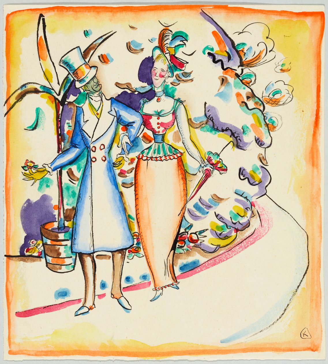 Para spacerująca po ogrodzie autorstwa Wassily Kandinsky