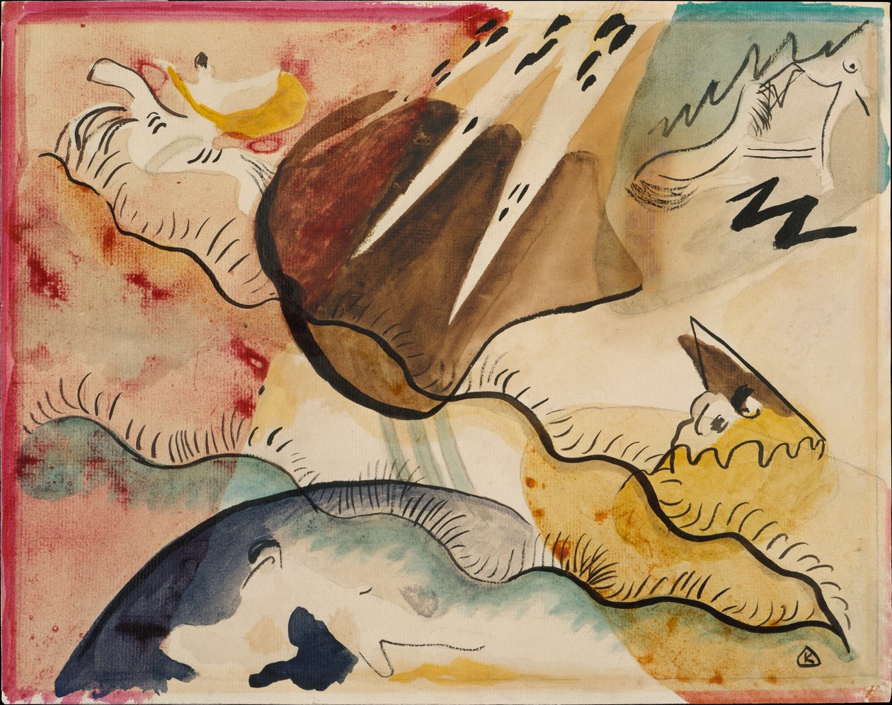 Pejzaż deszczowy, 1911 (wc na papierze) autorstwa Wassily Kandinsky