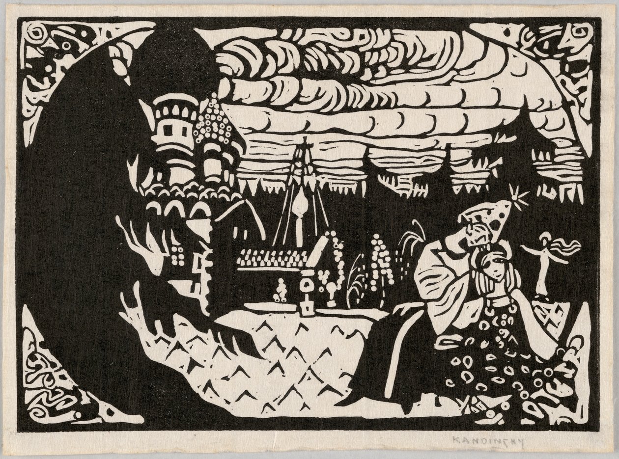 Siedzące dziewczęta, zwane także „Dwiema dziewczętami” autorstwa Wassily Kandinsky