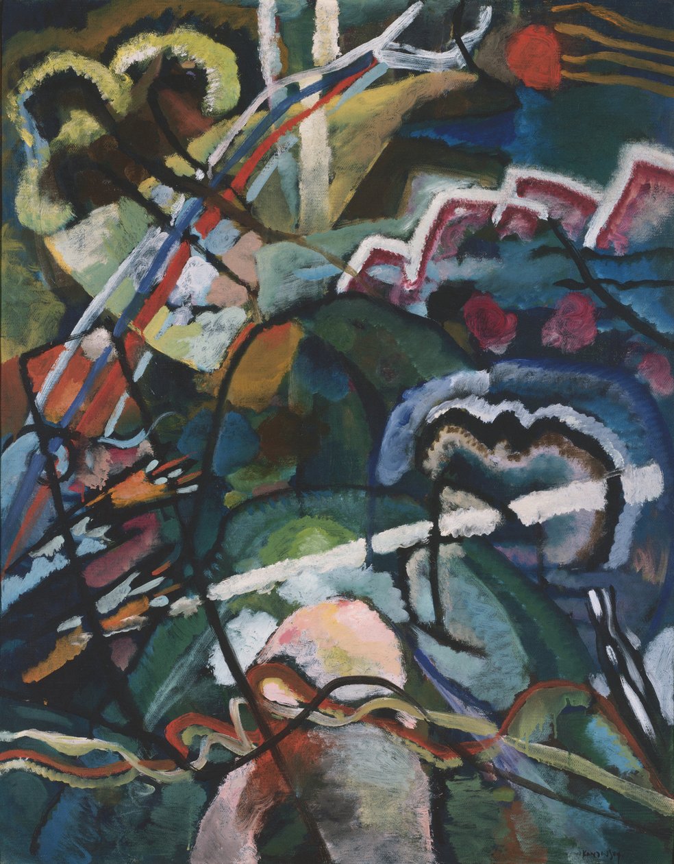 Szkic I do malowania z białą obwódką Szkic I do malowania z białą obwódką, 1913 autorstwa Wassily Kandinsky