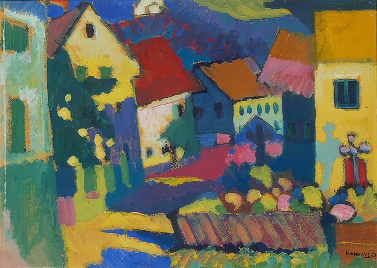 Ulica w Murnau. około 1909-14 autorstwa Wassily Kandinsky