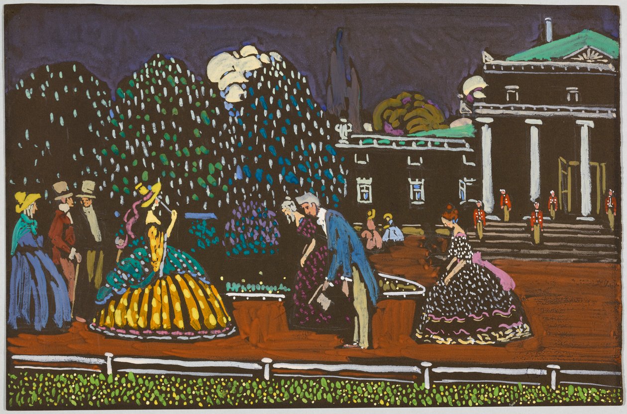 Studium do „Wysokiej wizyty”; „Powitanie na promenadzie” autorstwa Wassily Kandinsky