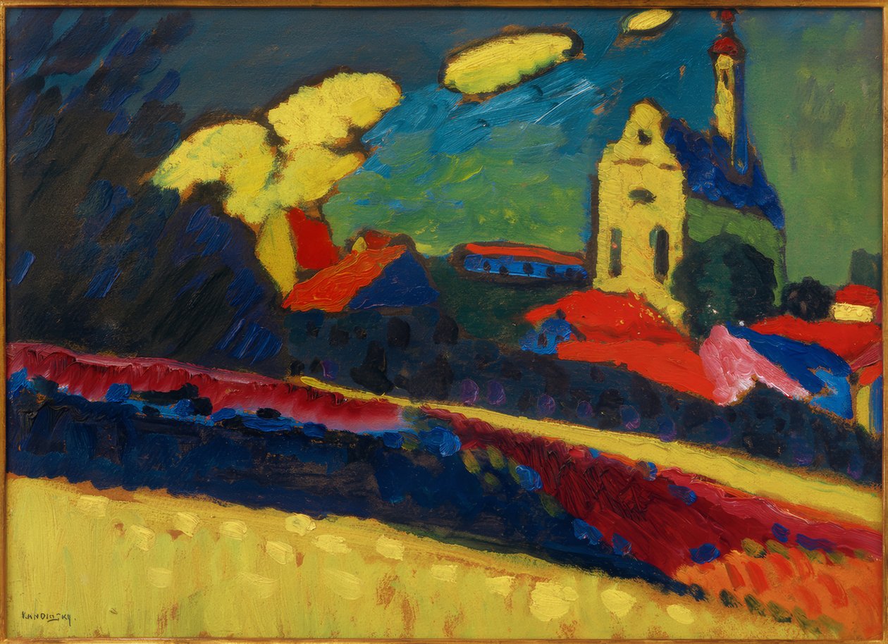 Studium Murnau - Krajobraz z kościołem I autorstwa Wassily Kandinsky