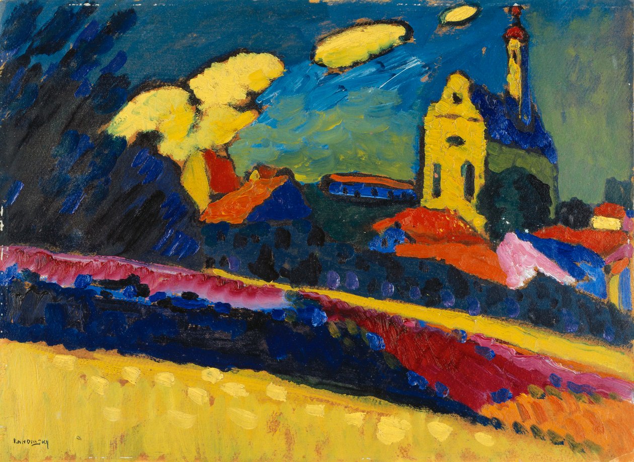 Studium do Murnau - Krajobraz z kościołem, 1909. autorstwa Wassily Kandinsky