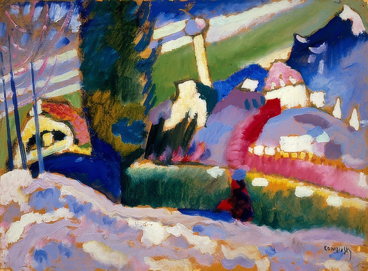 Zimowy krajobraz z kościołem. 1910-11 autorstwa Wassily Kandinsky