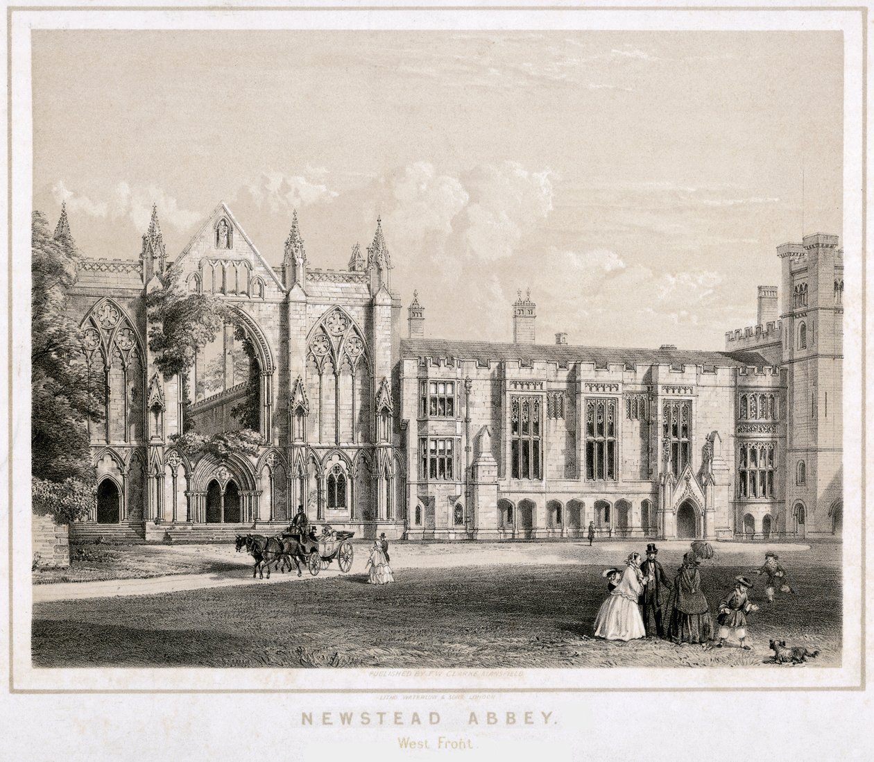 Zachodni aspekt opactwa Newstead, Nottinghamshire, c1860 autorstwa Waterlow and Sons