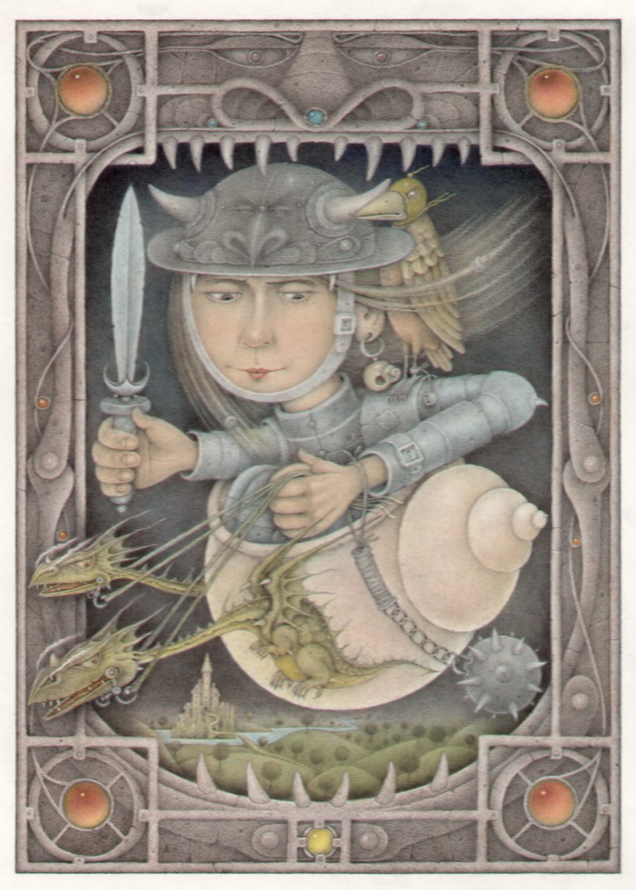 Female Warrior, 2005 (mieszane media na tekturze) autorstwa Wayne Anderson