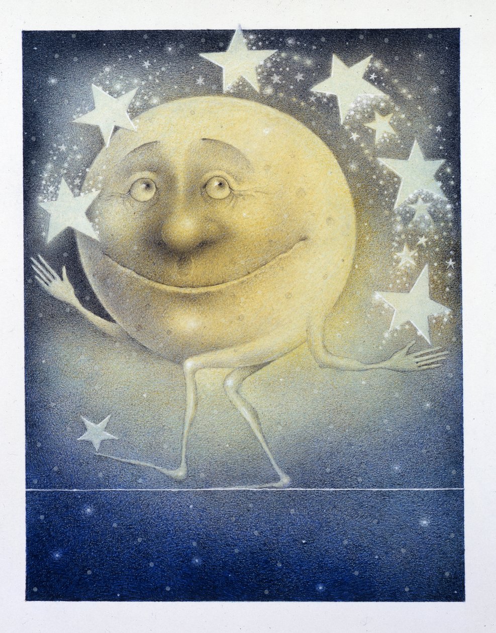 Księżyc żonglujący nocnymi gwiazdami autorstwa Wayne Anderson