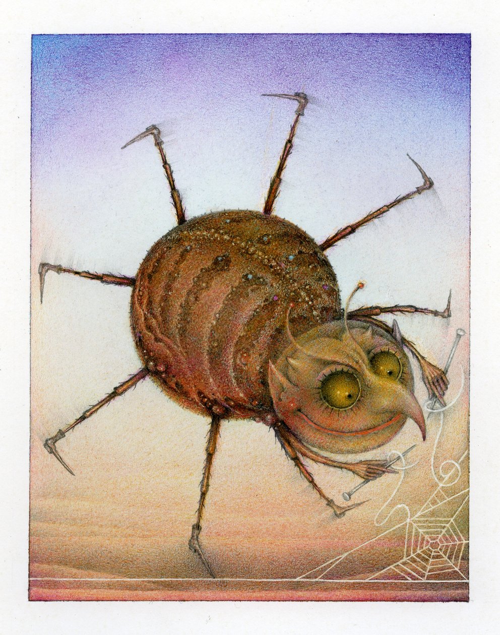 Wirujący pająk, 2003 (mieszane media na tekturze) autorstwa Wayne Anderson