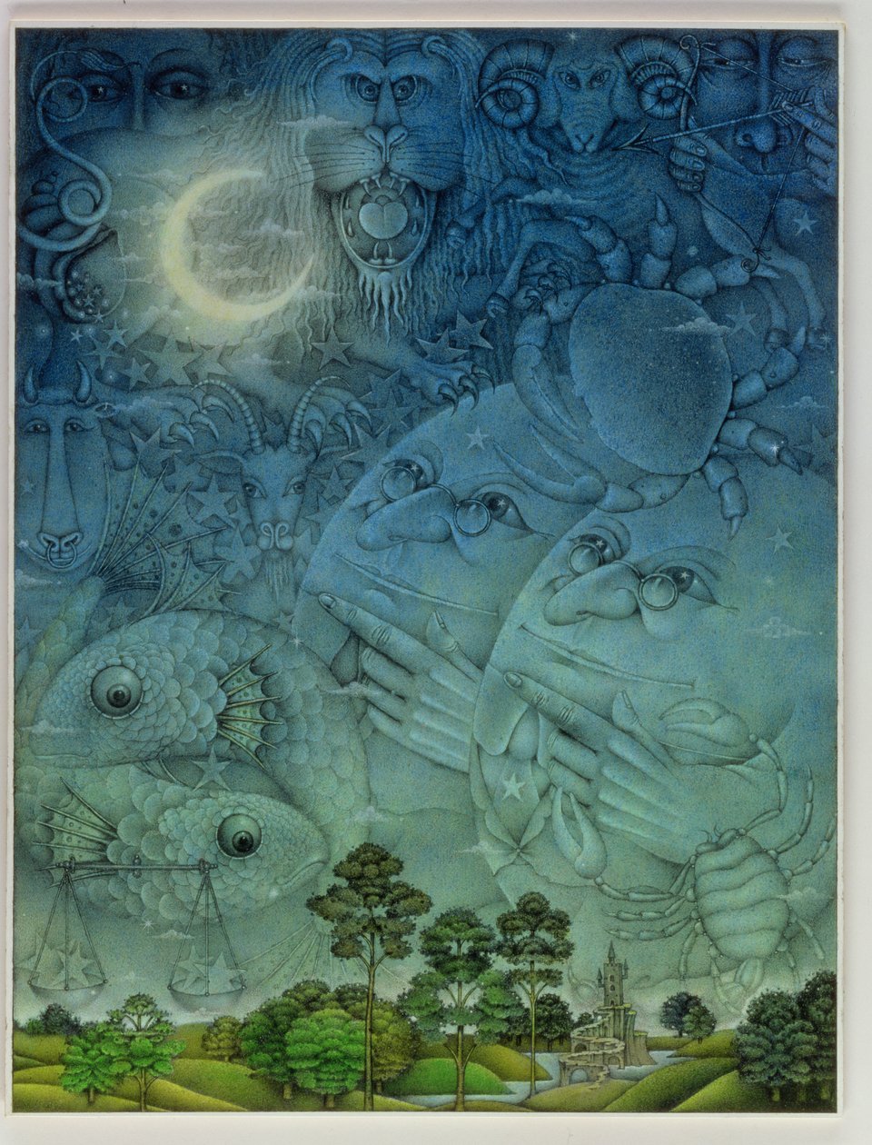 Zodiac Sky (ołówek i kolorowa kredka na papierze) autorstwa Wayne Anderson